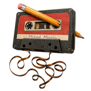 Mixed Music Cassette Pencil Retro